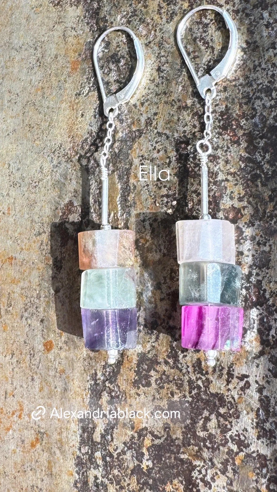 ELLA Faceted Fluorite Rainbow Yielding Jeweled Earrings