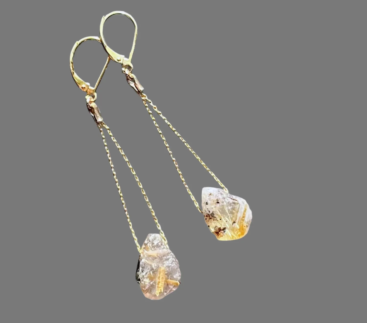 ENID Earrings Rare Green Kyanite Or Deeply Complex Rutilated Quartz