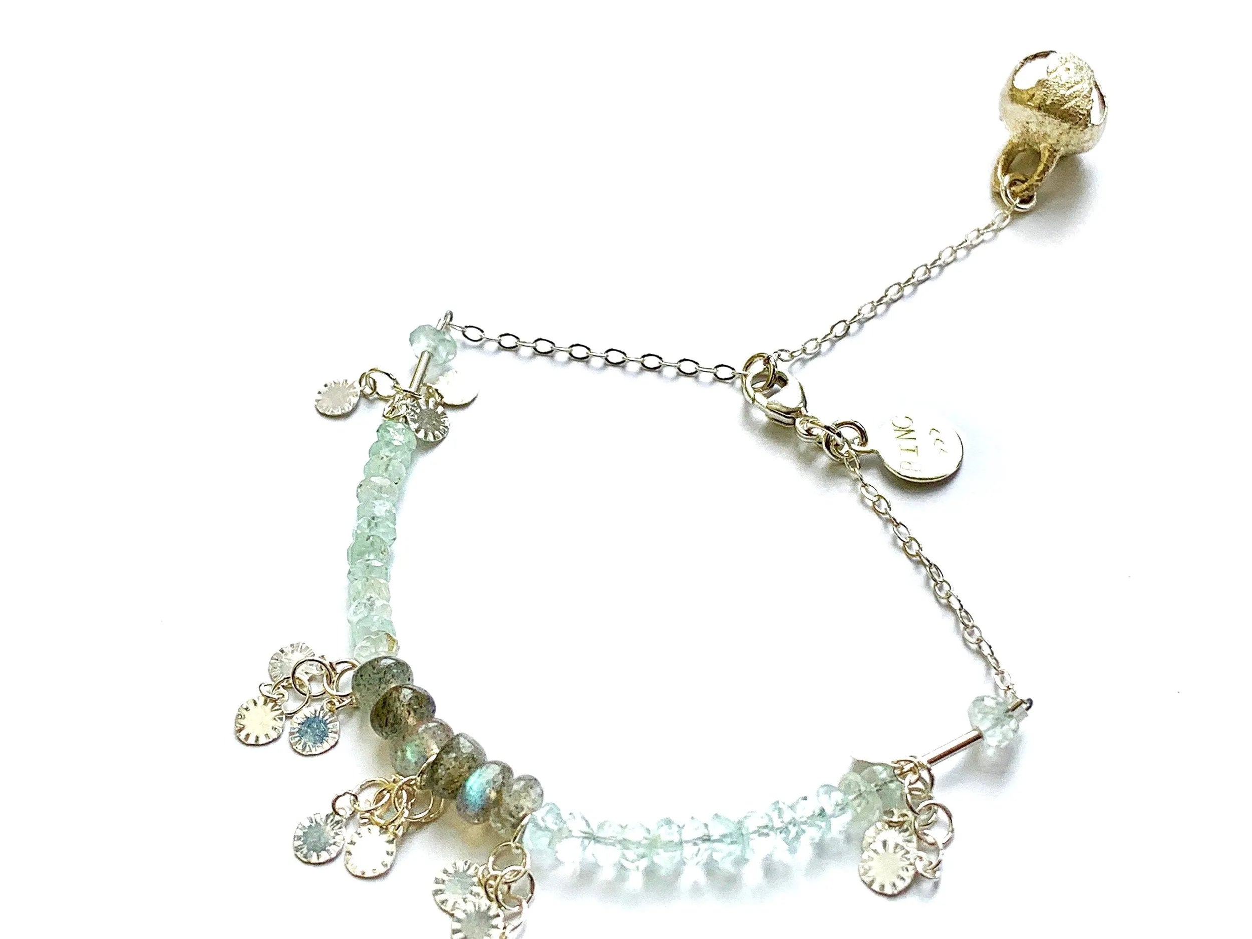 INTUITION (power up) Bracelet Bohemian Style Aquamarine Silver Charm