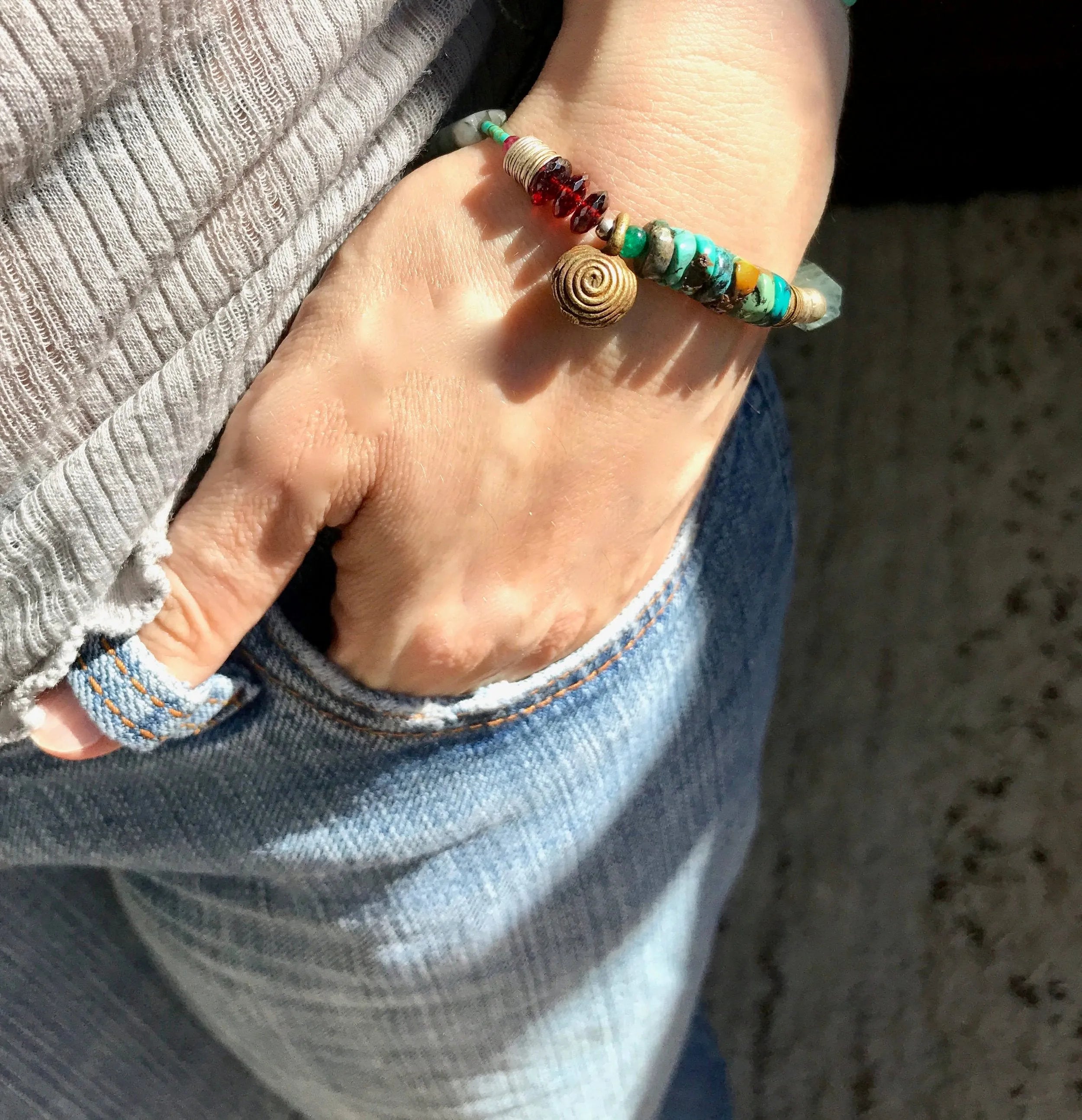 JULES Bracelet Precious Gems Emeralds Turquoise Talisman