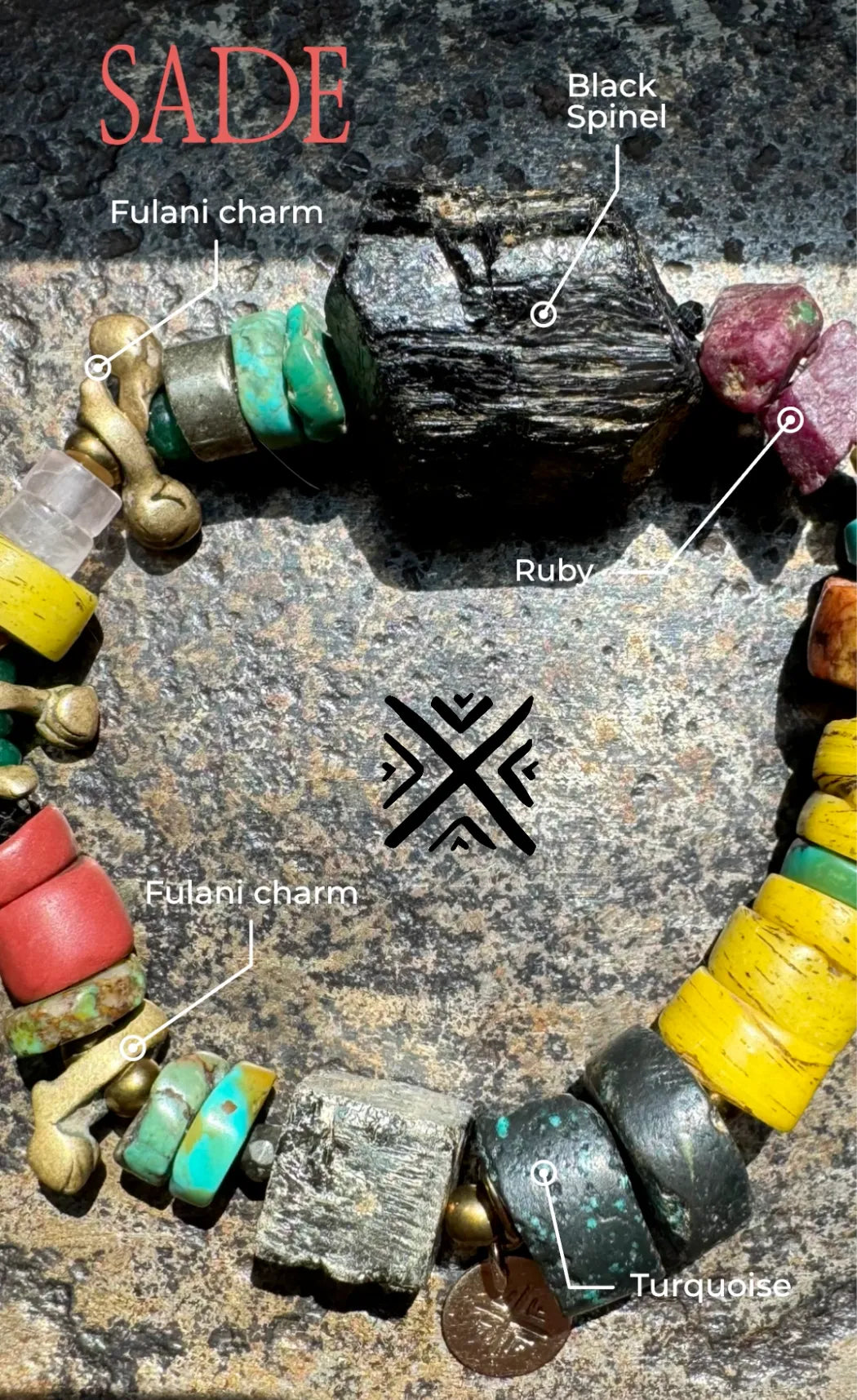 SADE Beaded Bracelet Fine Gems Crystal Metals Bohemian Cottage Core