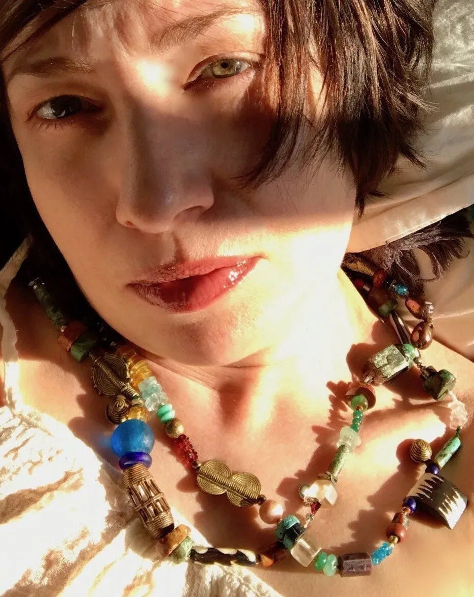 SAGE Wrap Necklace Harness Fine Jewelry Precious Gems Beads Metals