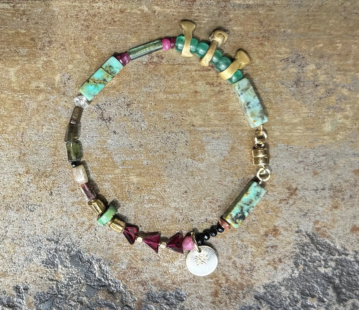 THEA beaded bracelet Fine Gems Crystals Wax-Cast Charms