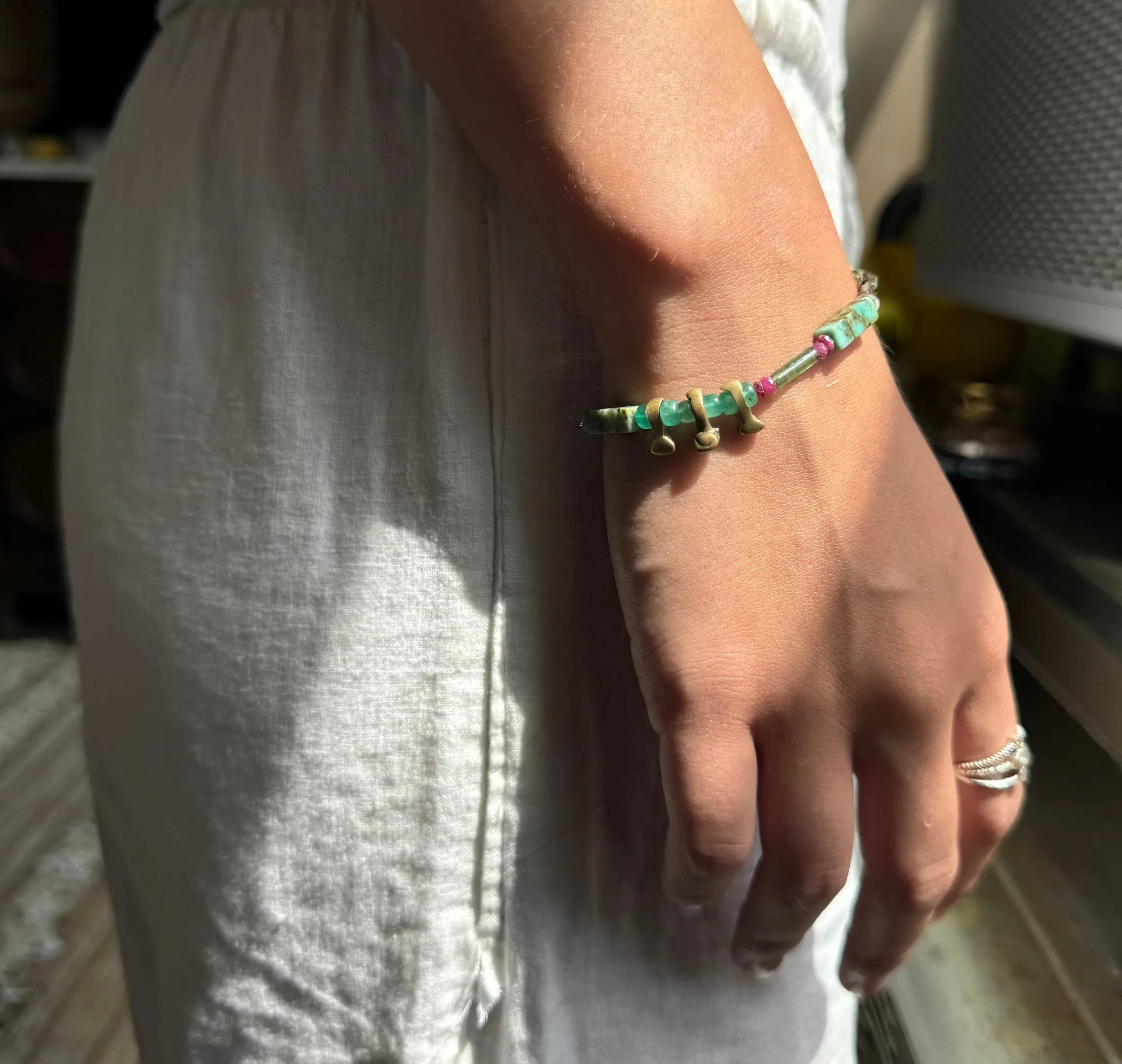 THEA beaded bracelet Fine Gems Crystals Wax-Cast Charms