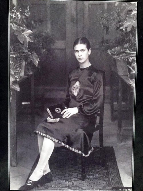 Vintage black-and-white portrait of a poised woman seated on a chair, holding a closed book, dressed in a dark satin dress with embroidered detailing, surrounded by potted plants.