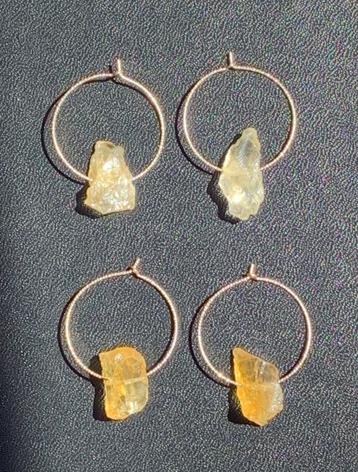 AUGUST Hoop Earrings Citrine Crystal Charm 14K Gold 14/20 Sparkle