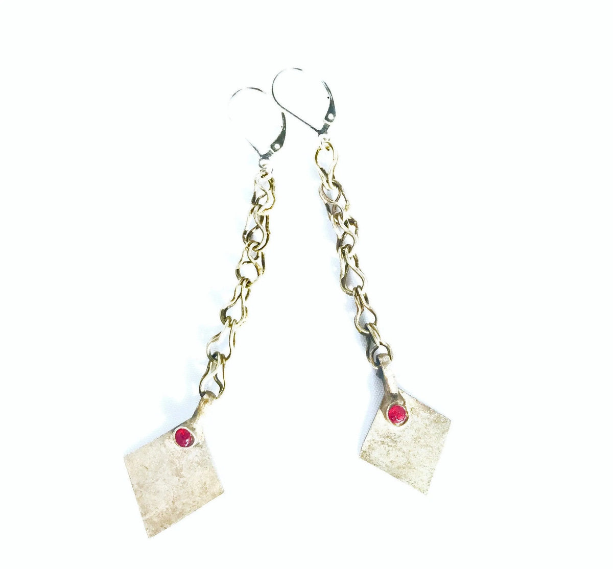 ALI Earrings Diamond Shape Repurposed Antique Kuchi Tribe Element