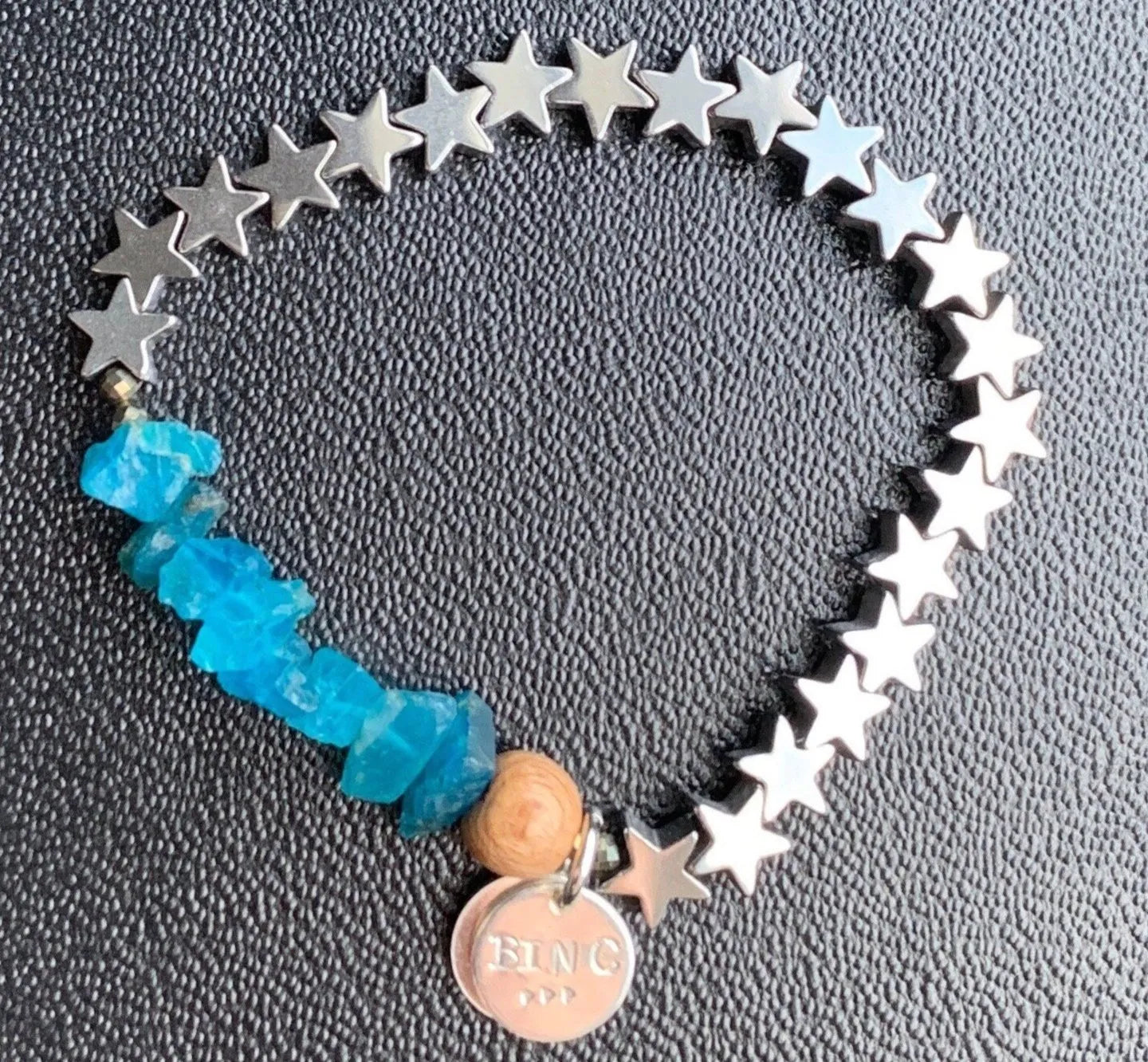 ANNABEL Bracelet Blue Apatite Aquamarine Hematite Stars Resort Gift