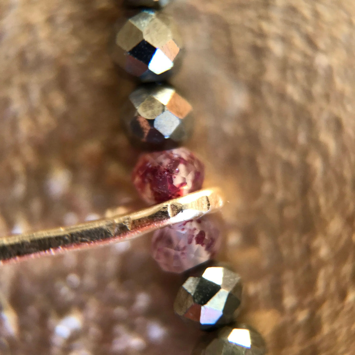 ASTRID Necklace Precious Gems Hand-Forged 14K Gold Paddle Beads