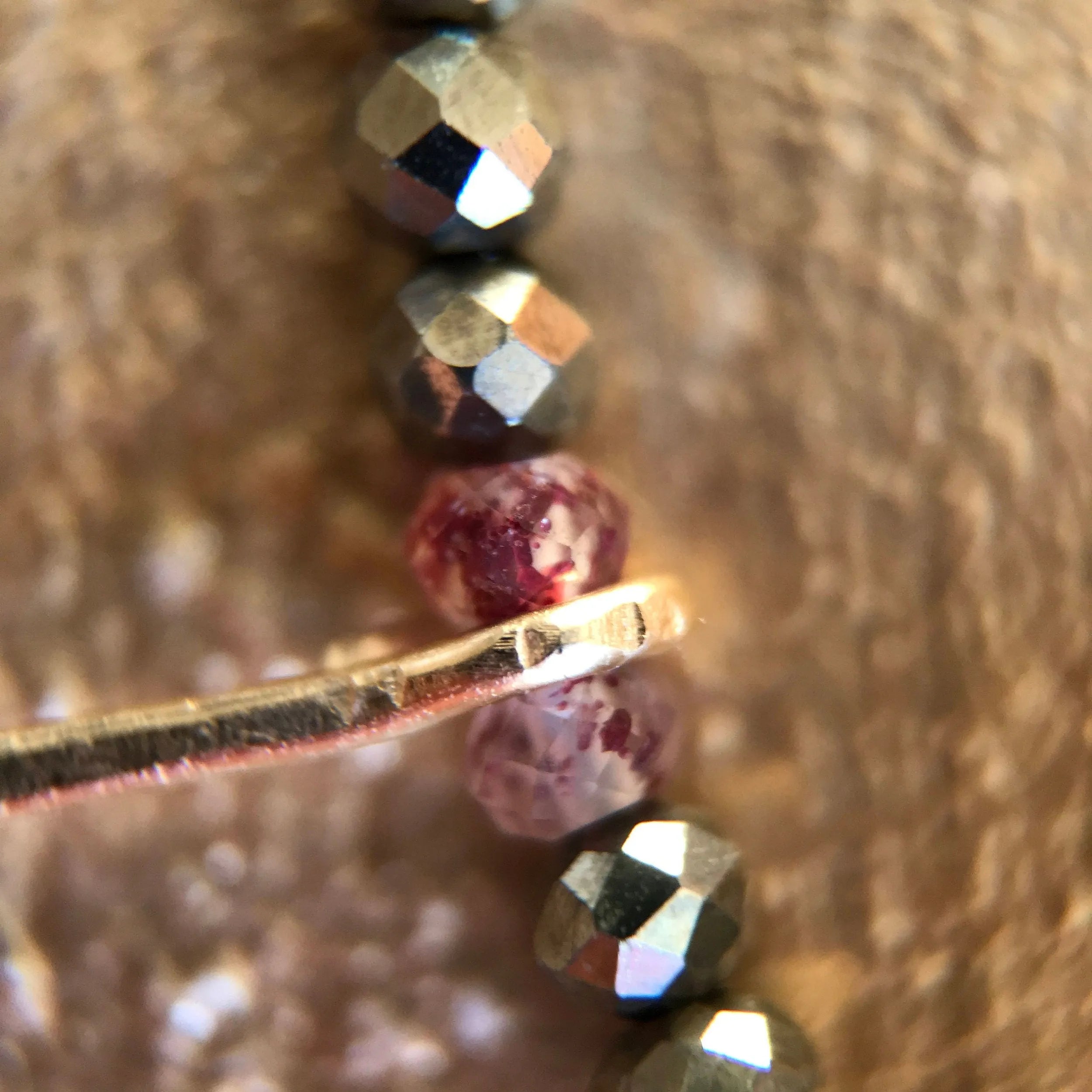 ASTRID Necklace Precious Gems Hand-Forged 14K Gold Paddle Beads