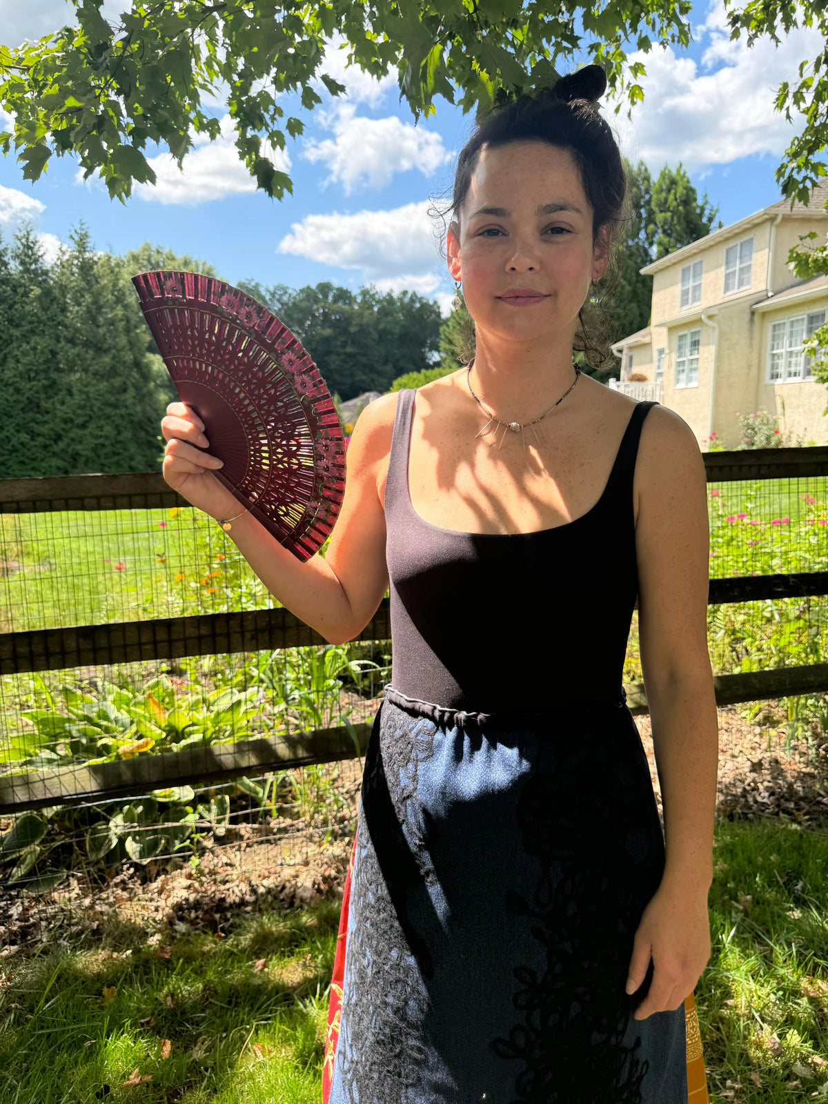 ASTRID Necklace Precious Gems Hand-Forged 14K Gold Paddle Beads