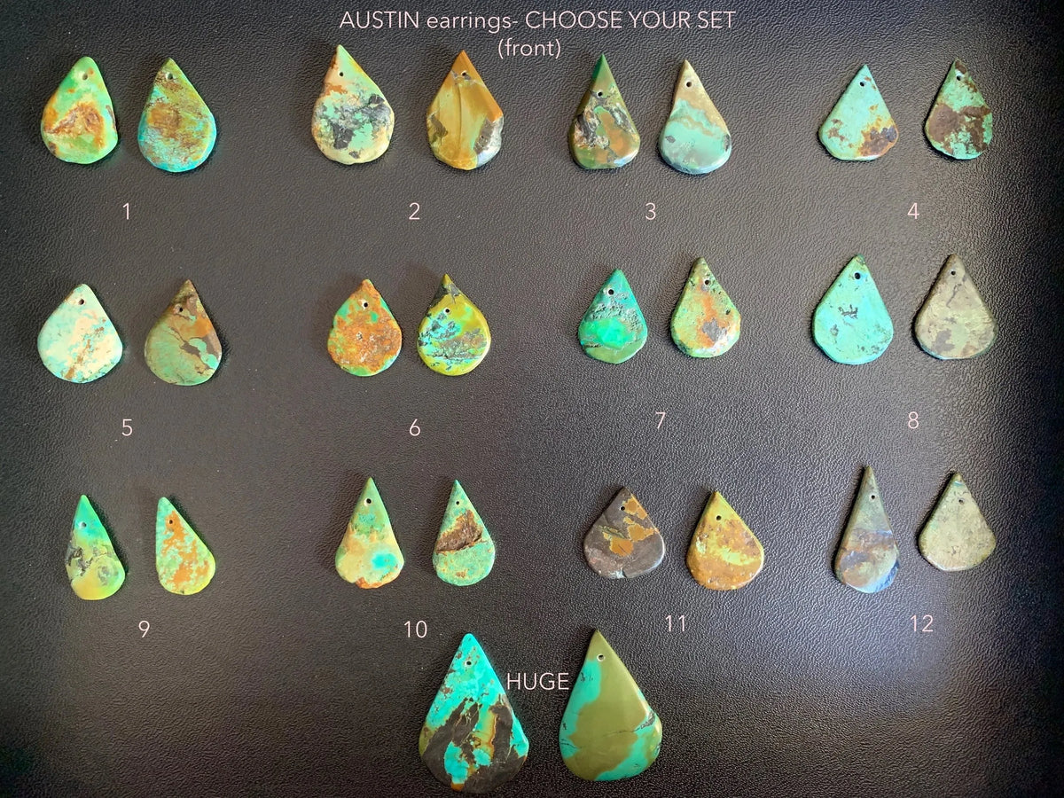 AUSTIN Earrings Natural Antique Turquoise Drops Modern Design Boho