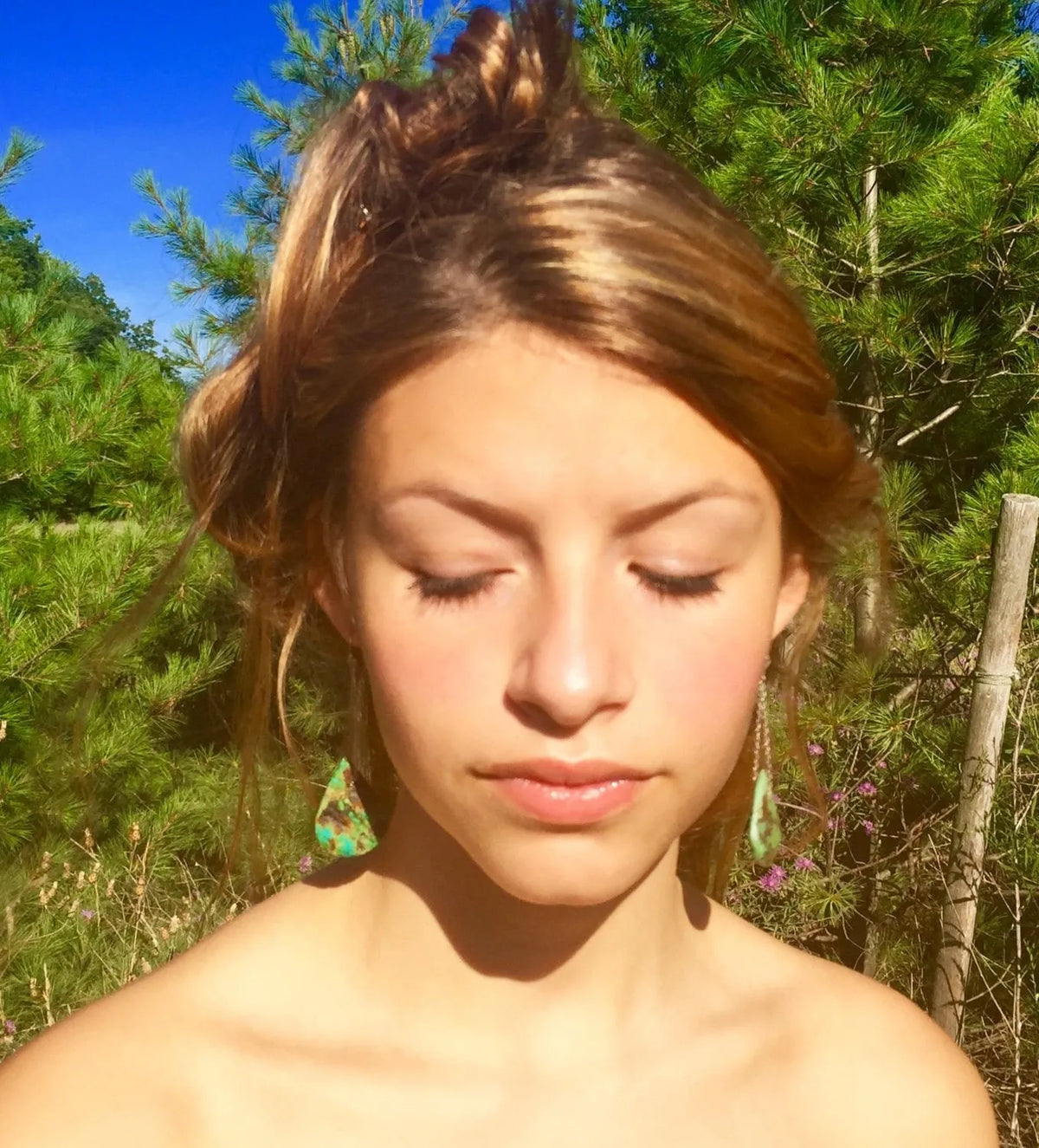 AUSTIN Earrings Natural Antique Turquoise Drops Modern Design Boho