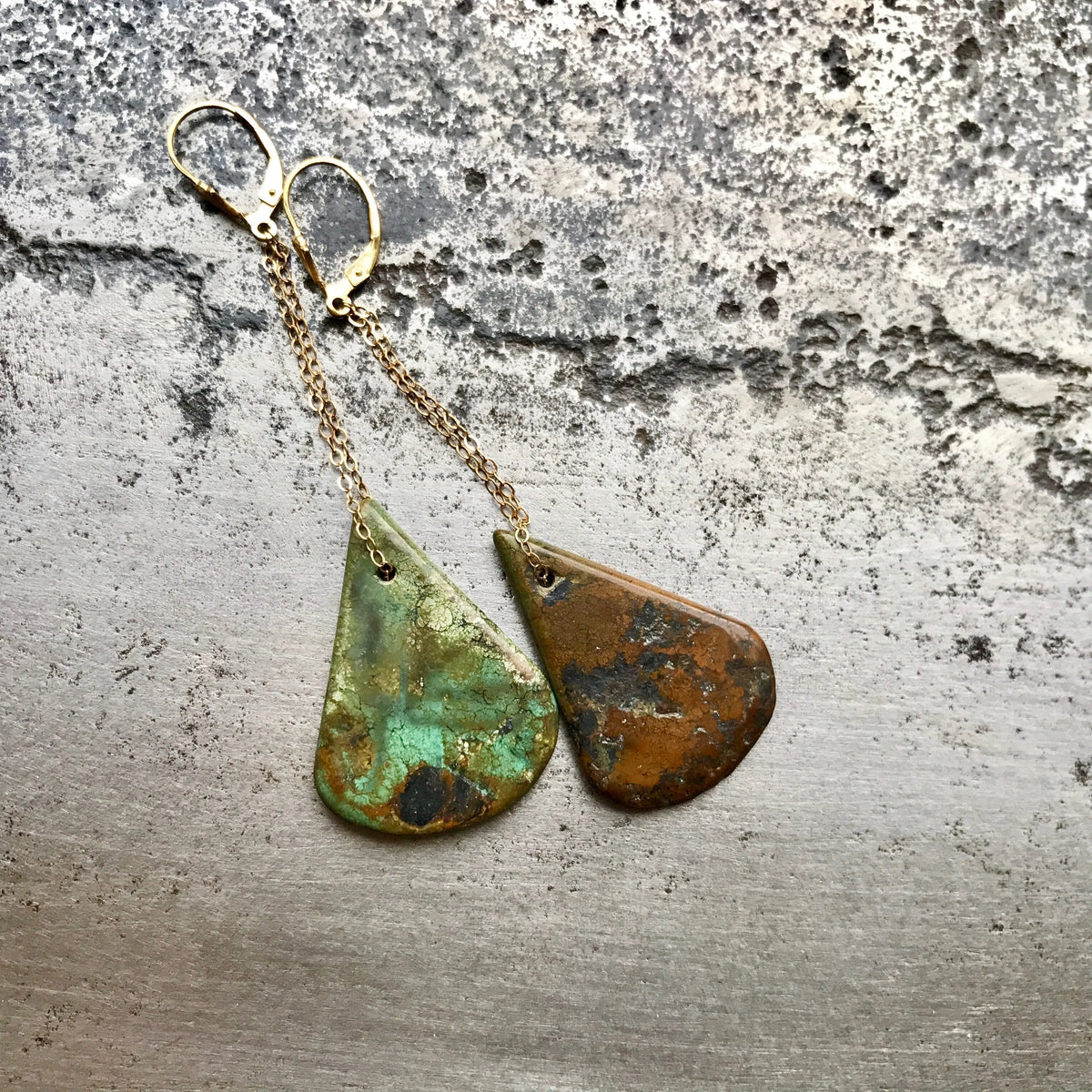 AUSTIN Earrings Natural Antique Turquoise Drops Modern Design Boho