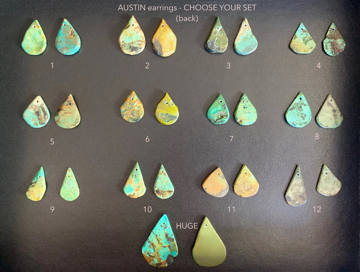AUSTIN Earrings Natural Antique Turquoise Drops Modern Design Boho