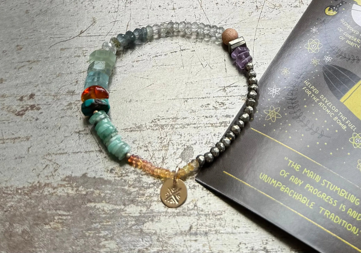 BAE Beaded Bracelet Genderless Healing Crystals Primitive Tribal Design