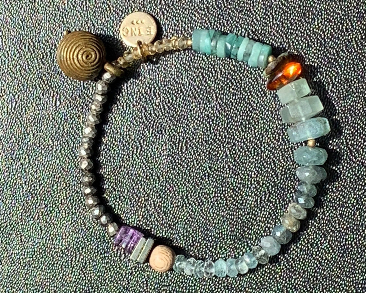 BAE Beaded Bracelet Genderless Healing Crystals Primitive Tribal Design