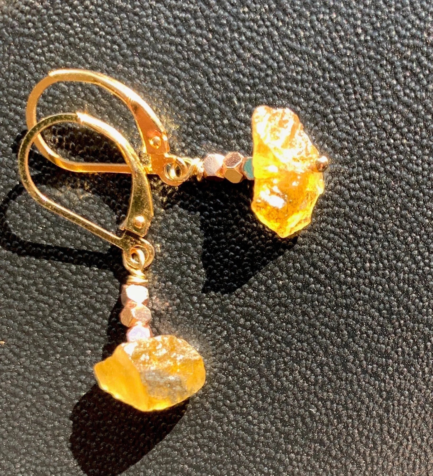 BAMBI Tourmaline Hematite Earrings Raw Crystal Magical Healing