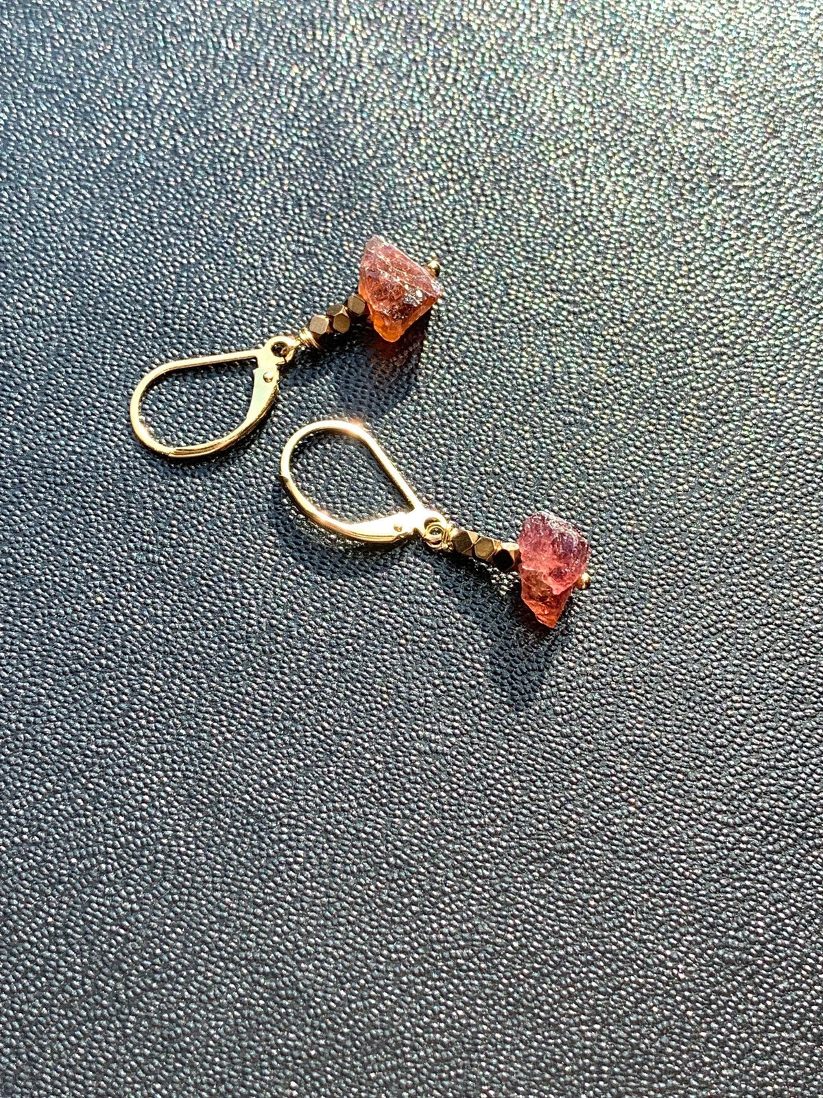 BAMBI Tourmaline Hematite Earrings Raw Crystal Magical Healing