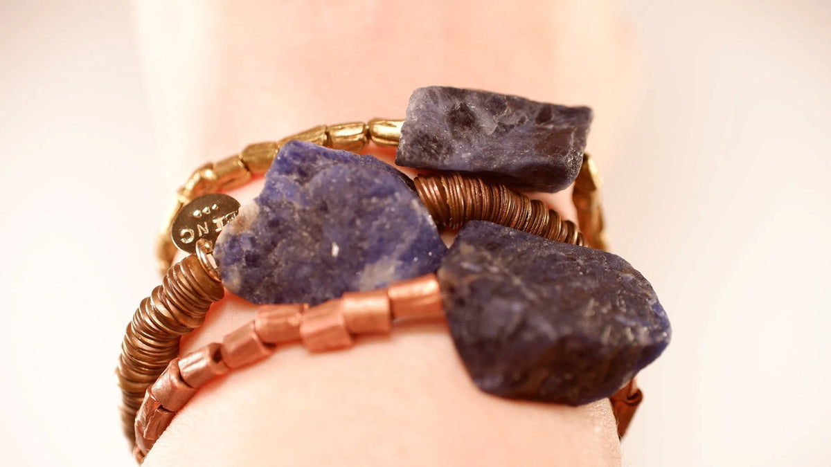 BAM BAM Sodalite Bracelet 15-30 Carats Brass Copper Bronze Gift