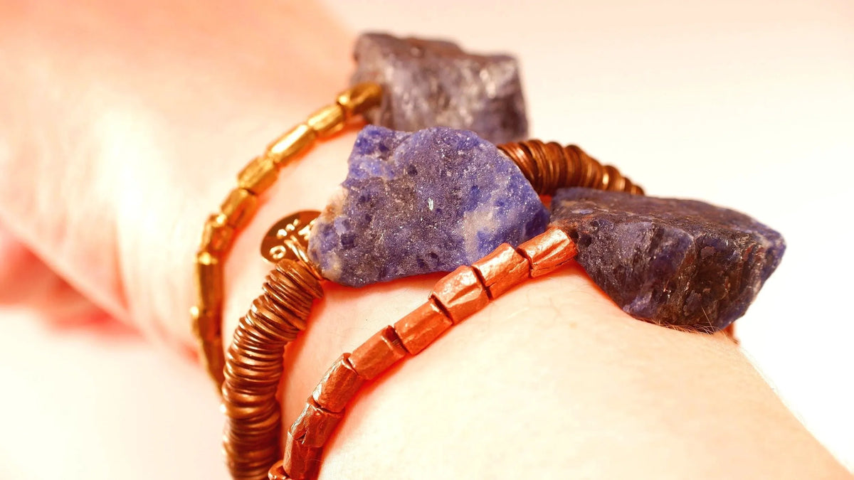 BAM BAM Sodalite Bracelet 15-30 Carats Brass Copper Bronze Gift