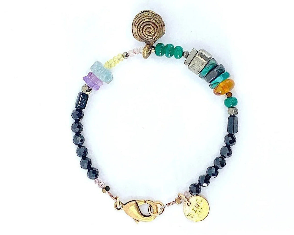 BANKS Bracelet Boho Modern Emerald Turquoise Antique Wax-Cast Bell