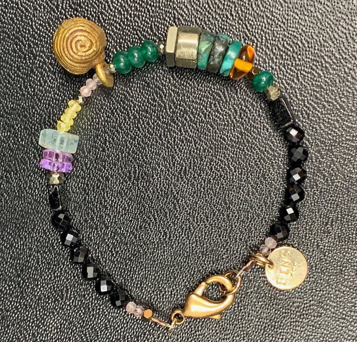 BANKS Bracelet Boho Modern Emerald Turquoise Antique Wax-Cast Bell