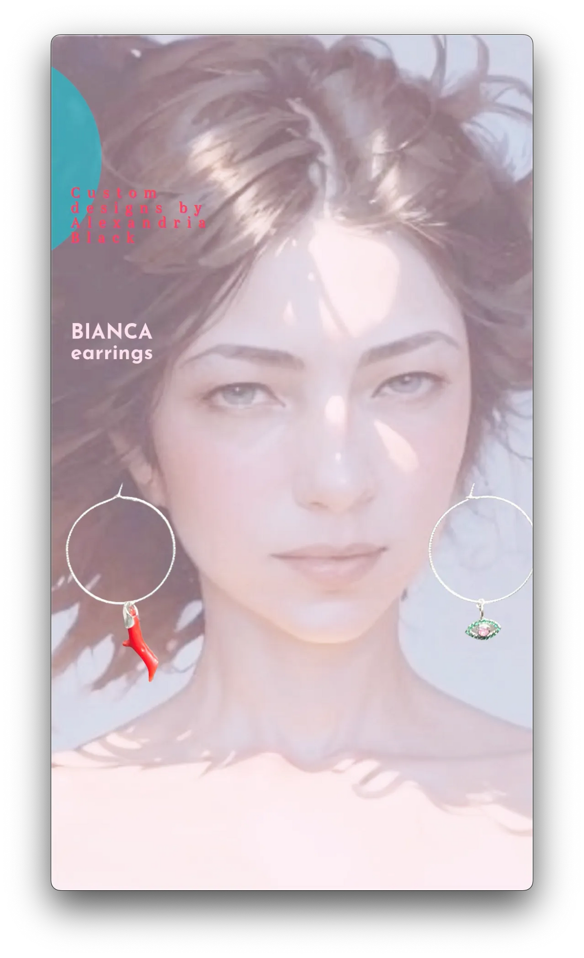 BIANCA Pink Diamond Evil Eye Protector & Natural Red Coral Charms