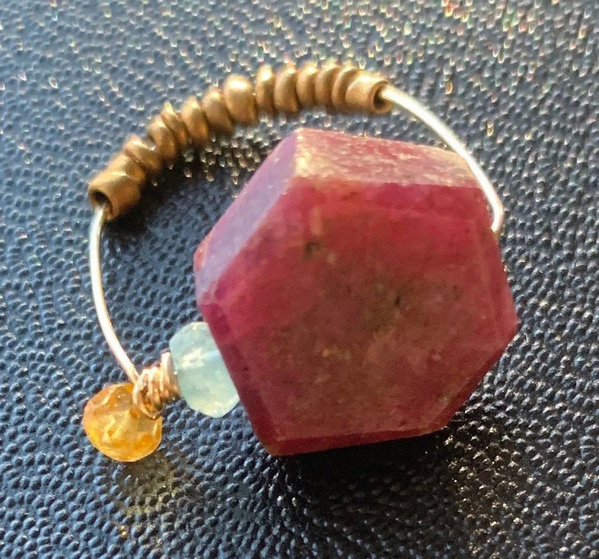 BIRMINGHAM Ruby Fidget Ring Citrine Aqua Boho Gemmy Collection