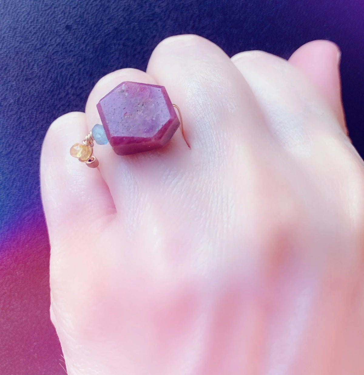 BIRMINGHAM Ruby Fidget Ring Citrine Aqua Boho Gemmy Collection