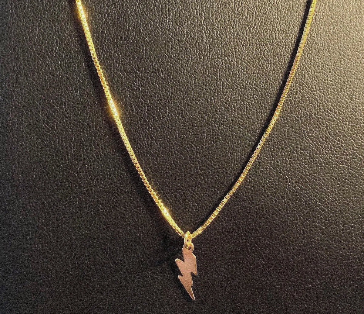 BOWIE BOLT Charm Necklace on 14K Gold Box Chain