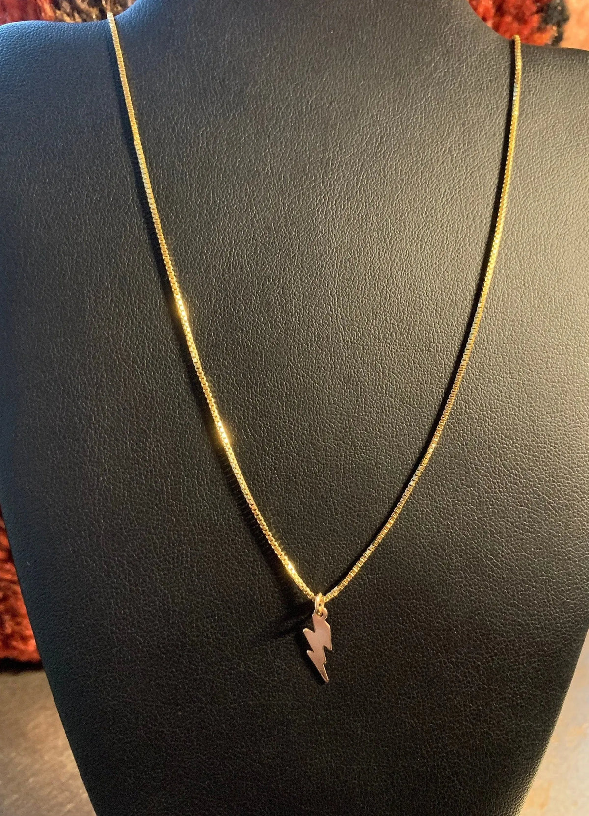 BOWIE BOLT Charm Necklace on 14K Gold Box Chain