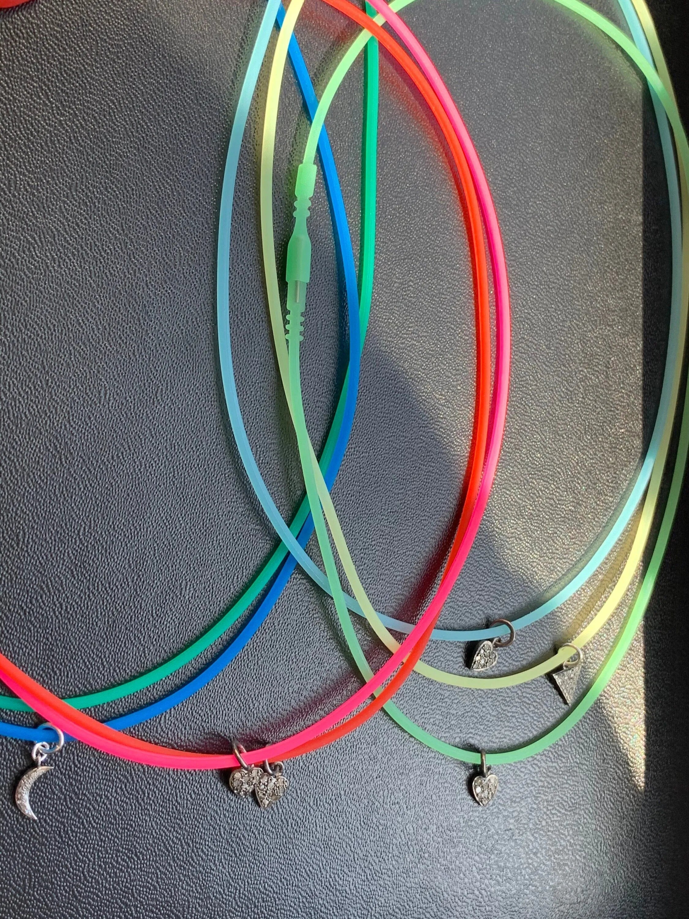 CANDY Diamond Or Gold Charm Necklace Confection Colored Cord Fun