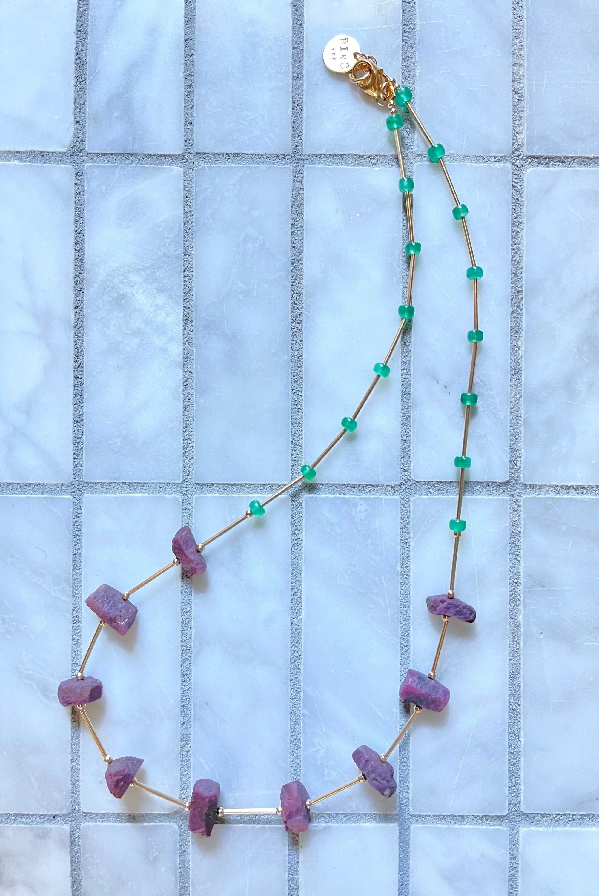 CHRYSSA Ruby Emerald Necklace Inspo Ancient Greco-Roman Jewelry