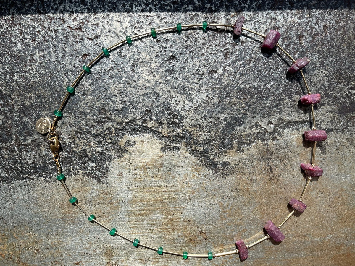 CHRYSSA Ruby Emerald Necklace Inspo Ancient Greco-Roman Jewelry