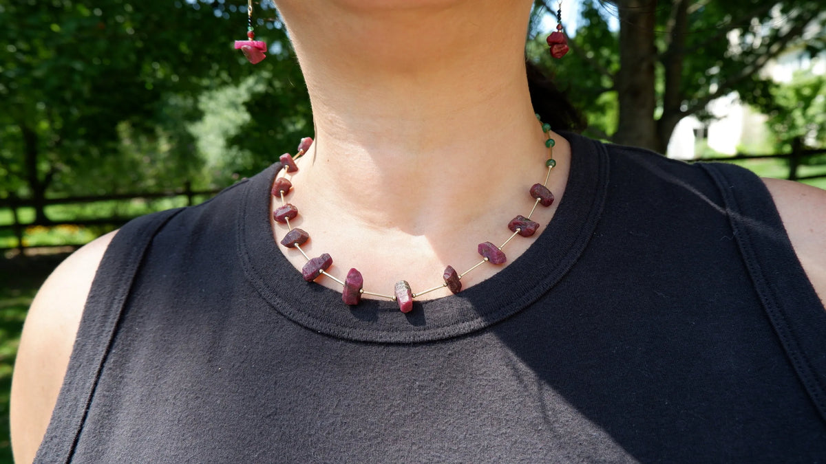 CHRYSSA Ruby Emerald Necklace Inspo Ancient Greco-Roman Jewelry