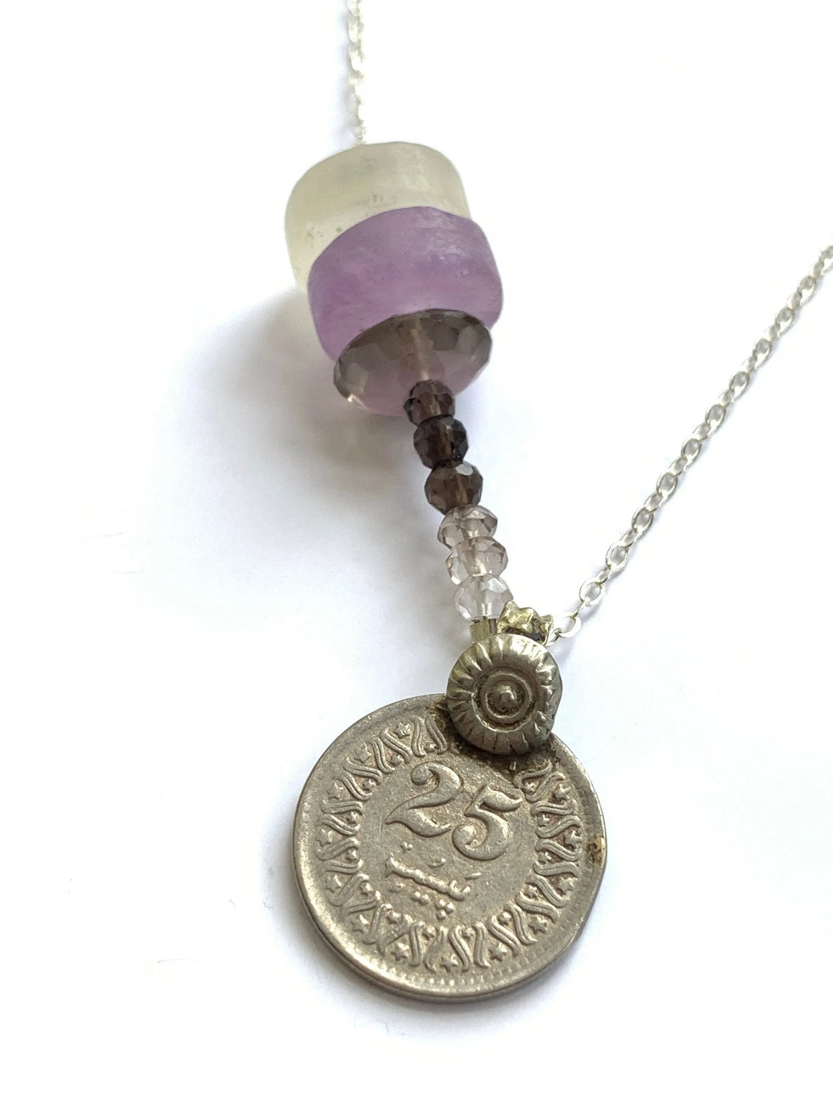CLARITY (I am lucid) Necklace Amethyst Citrine Antique Coin Pendant