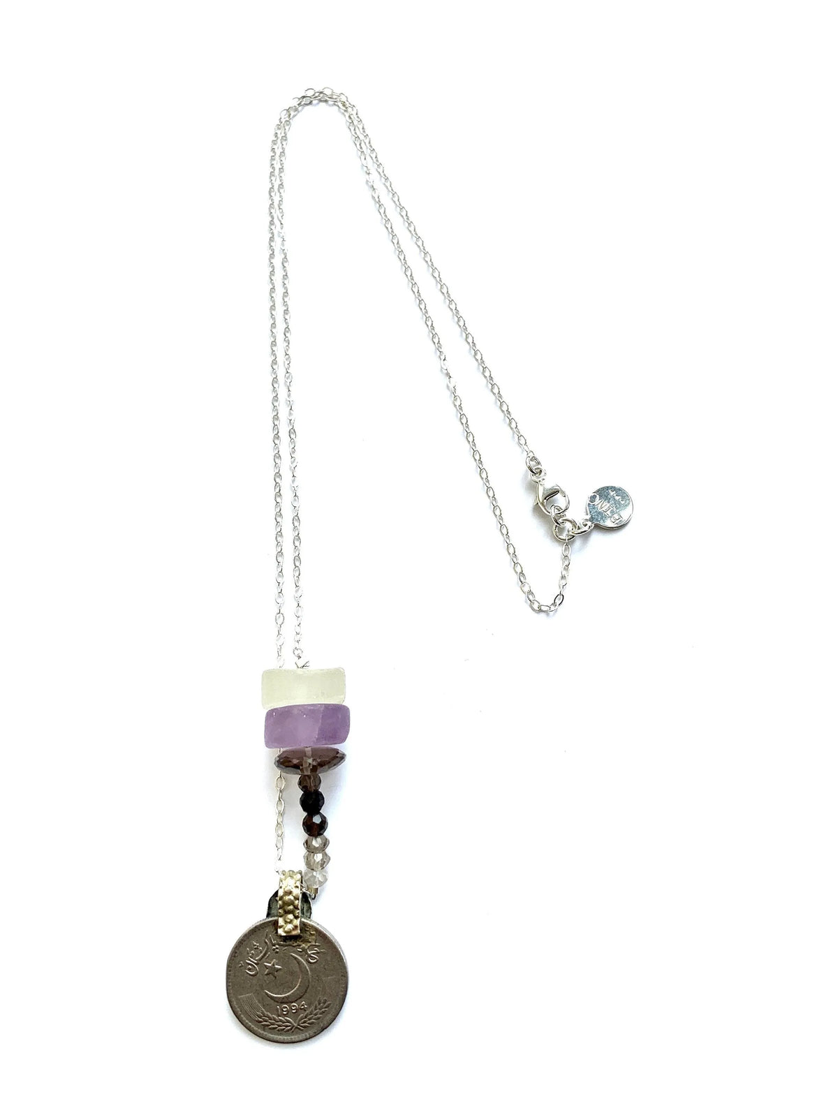 CLARITY (I am lucid) Necklace Amethyst Citrine Antique Coin Pendant