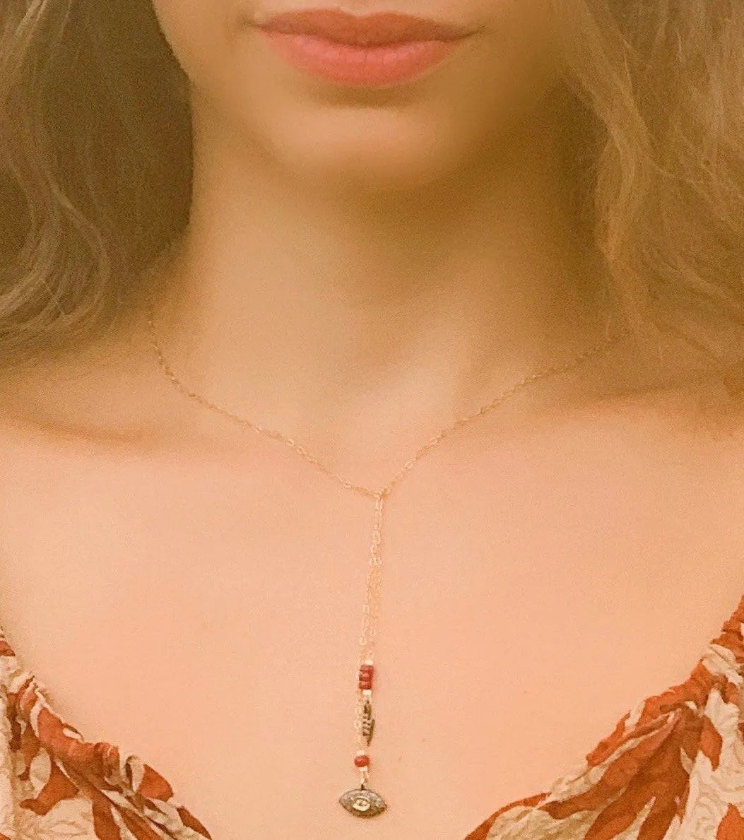 DAHLIA Necklace Diamond Encrusted Evil Eye Lightning Bolt Charms