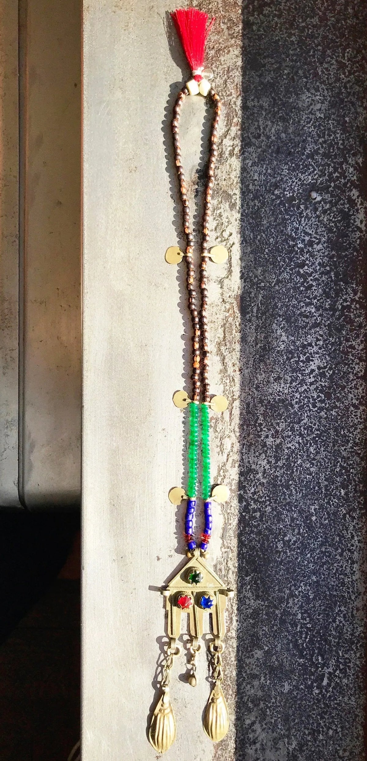 DAKOTA Long Necklace Bohemian Rare Antique Tribal Kuchi Pendant