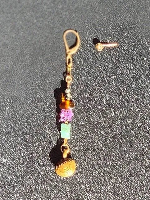 DALLAS Asymmetric Earring Amethyst Amber Emerald Pyrite Tribal Bell