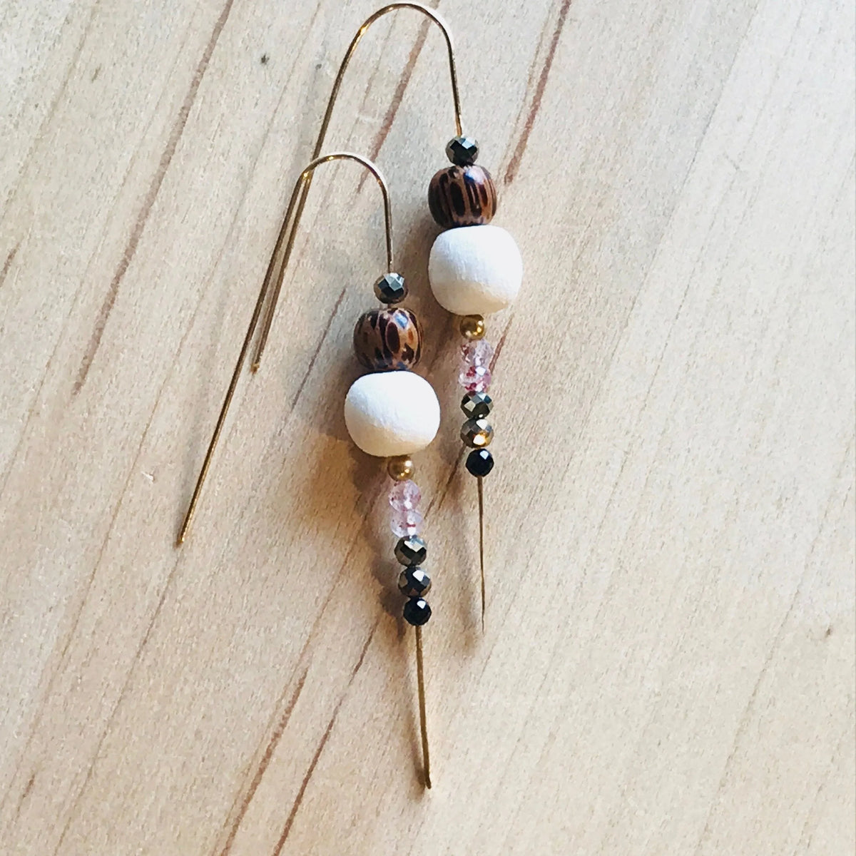 DAPHNE Earrings Modern Crystal Gems Precious Metal Handcrafted NYC