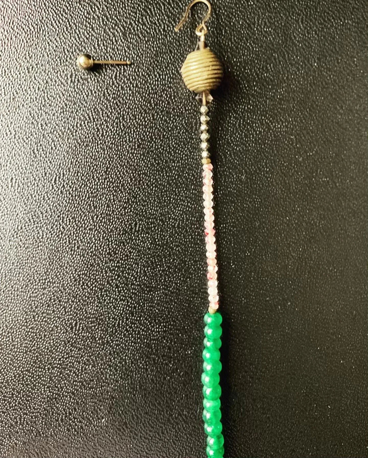 DEVON Clavicle Kiss Emerald Earring Set Tribal Wax-Cast Bead 14K Gold