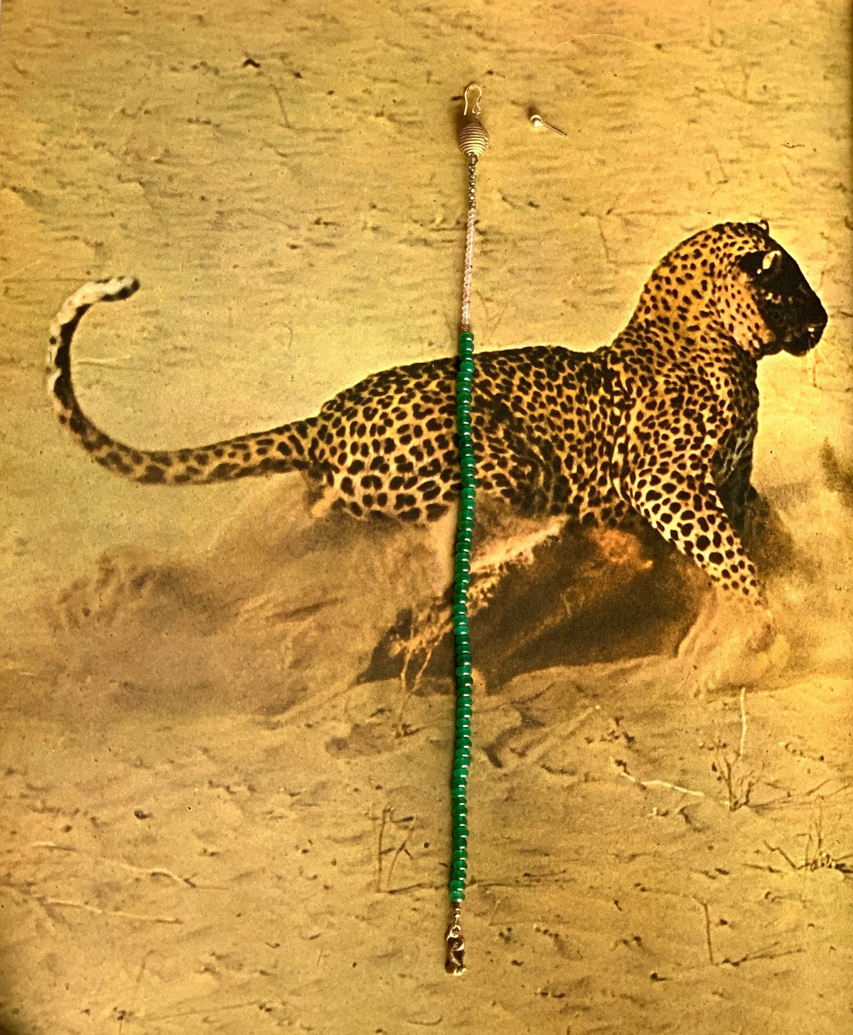 DEVON Clavicle Kiss Emerald Earring Set Tribal Wax-Cast Bead 14K Gold