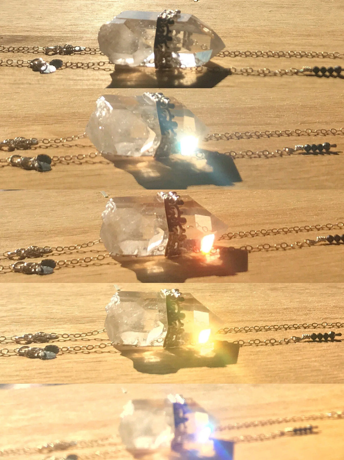 DIYA Crystal Point Necklace Silver 925 Crowns with Precious Gem Tassels