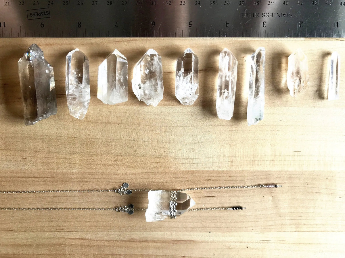 DIYA Crystal Point Necklace Silver 925 Crowns with Precious Gem Tassels