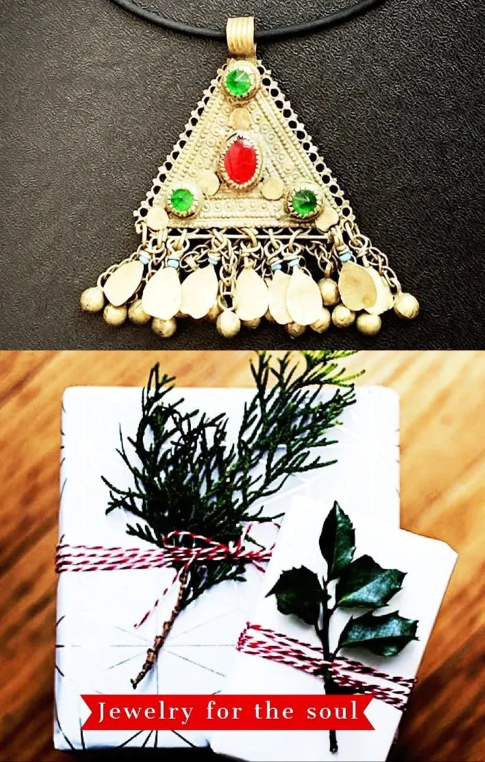 EASTON Tribal Necklace Rare Silver Gilt Antiquity Bell Charm Tassels