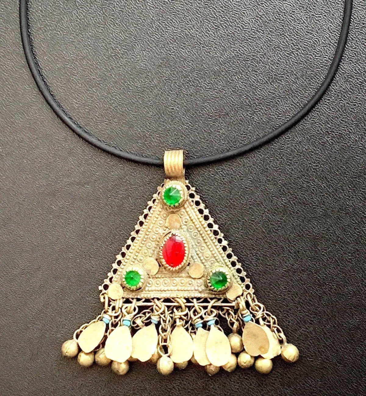 EASTON Tribal Necklace Rare Silver Gilt Antiquity Bell Charm Tassels