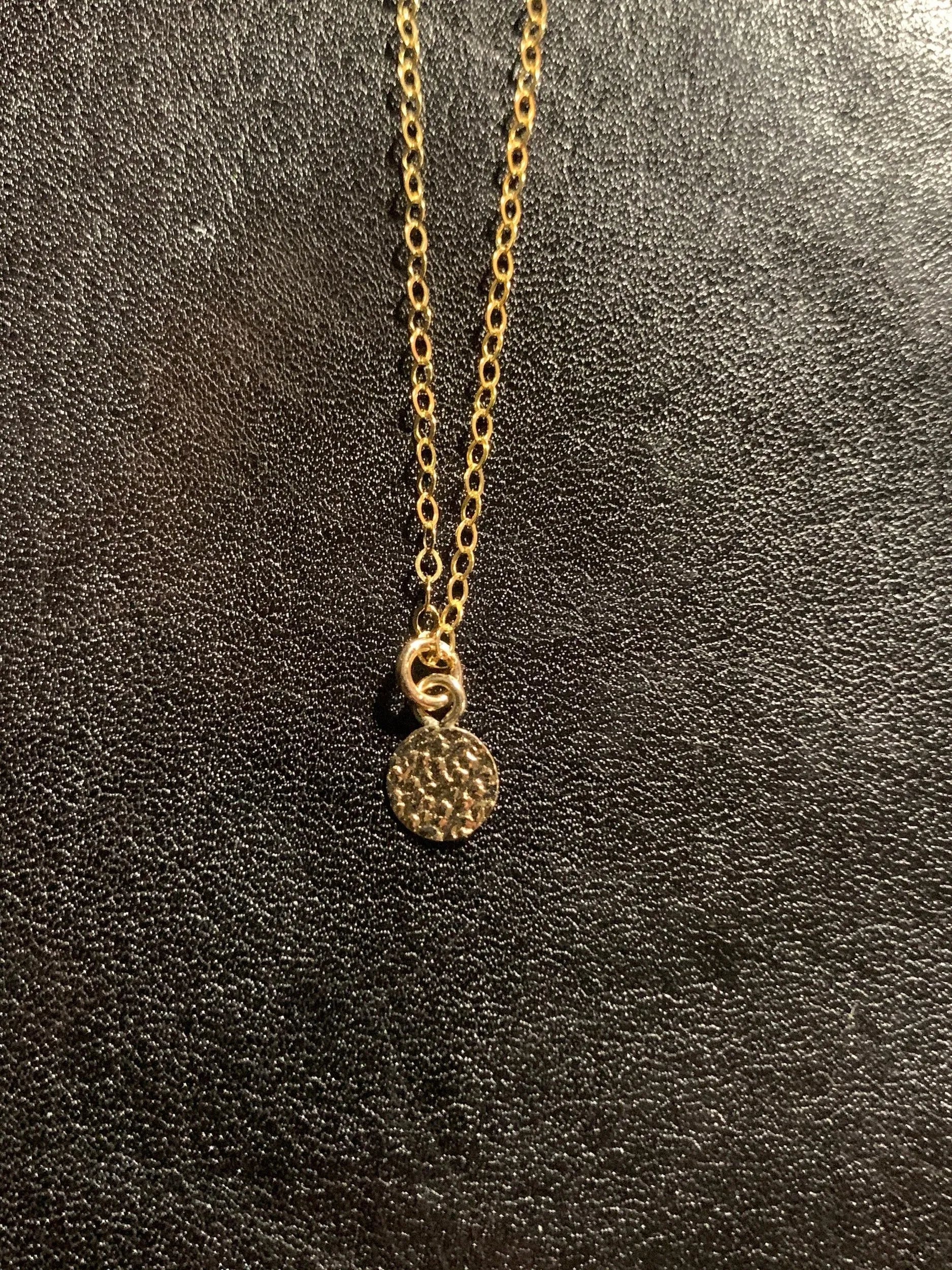 ELIO SUNGOD Necklace Hand-Forged Textured Tiny Pendent Gold Chain