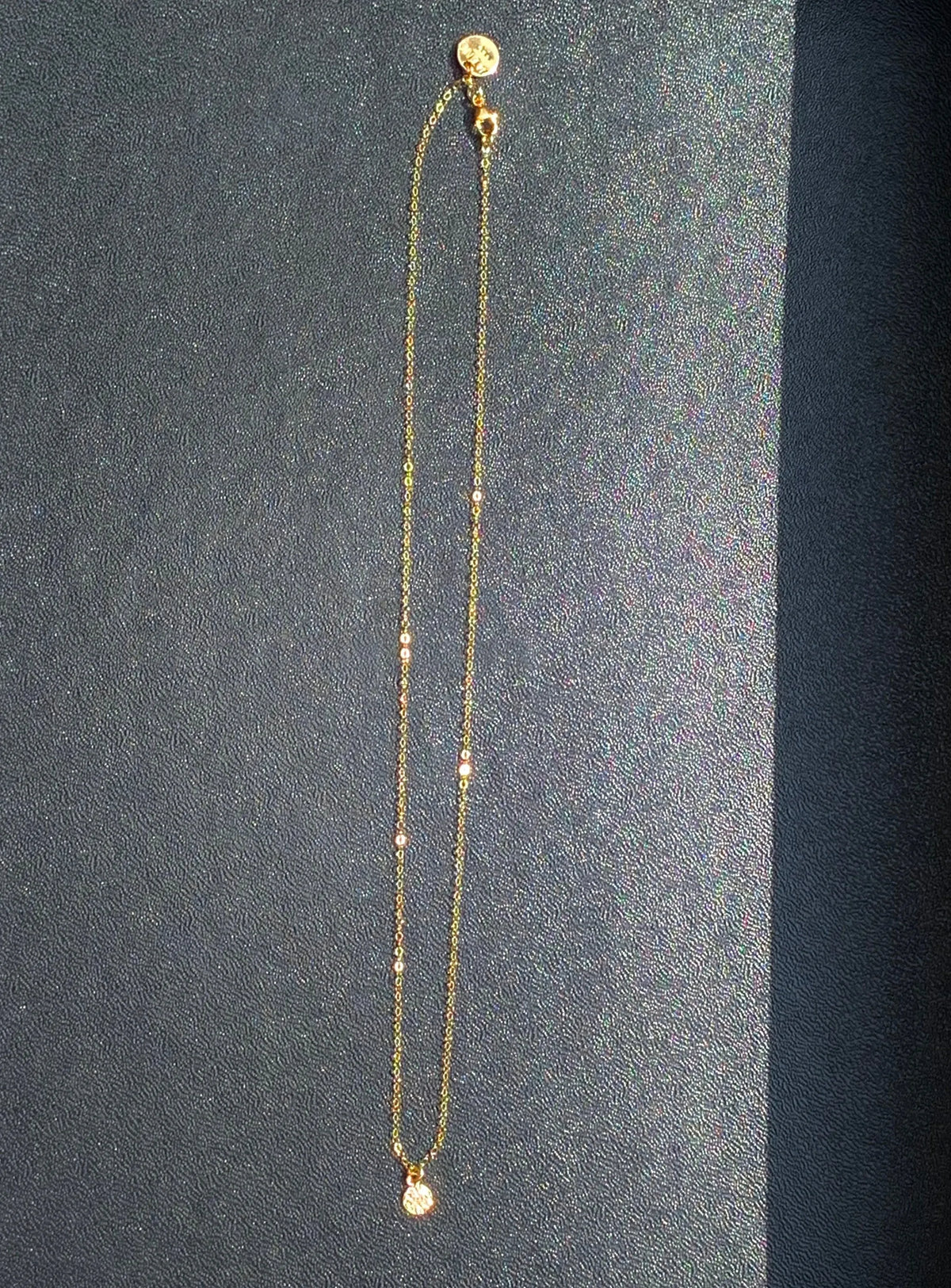 ELIO SUNGOD Necklace Hand-Forged Textured Tiny Pendent Gold Chain